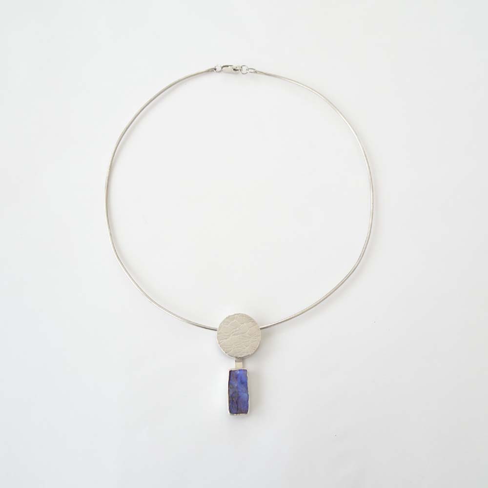 ST1138 Blue Boulder Opal & silver pendant