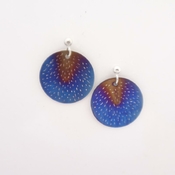 ST1272 Blue and gold Titanium drop earrings.