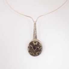 ST841 Pyritized Ammonite & Silver pendant