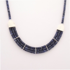 ST947 Sodalite heishi Egyptian style necklace.