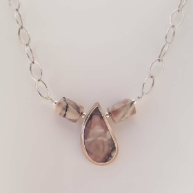ST961 Porcelain Jasper & Silver necklace